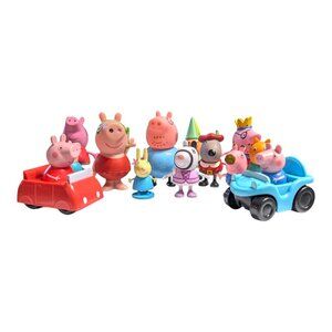 Peppa Pig Large Lot of 13 Figures & CAR See Photo